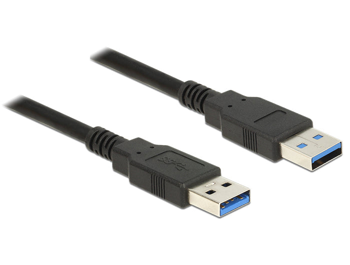 DeLOCK USB-A auf USB-A Kabel – USB 3.2 Gen 1 (5 Gbit/s) – 1,5 m – Goldstecker – Schwarz