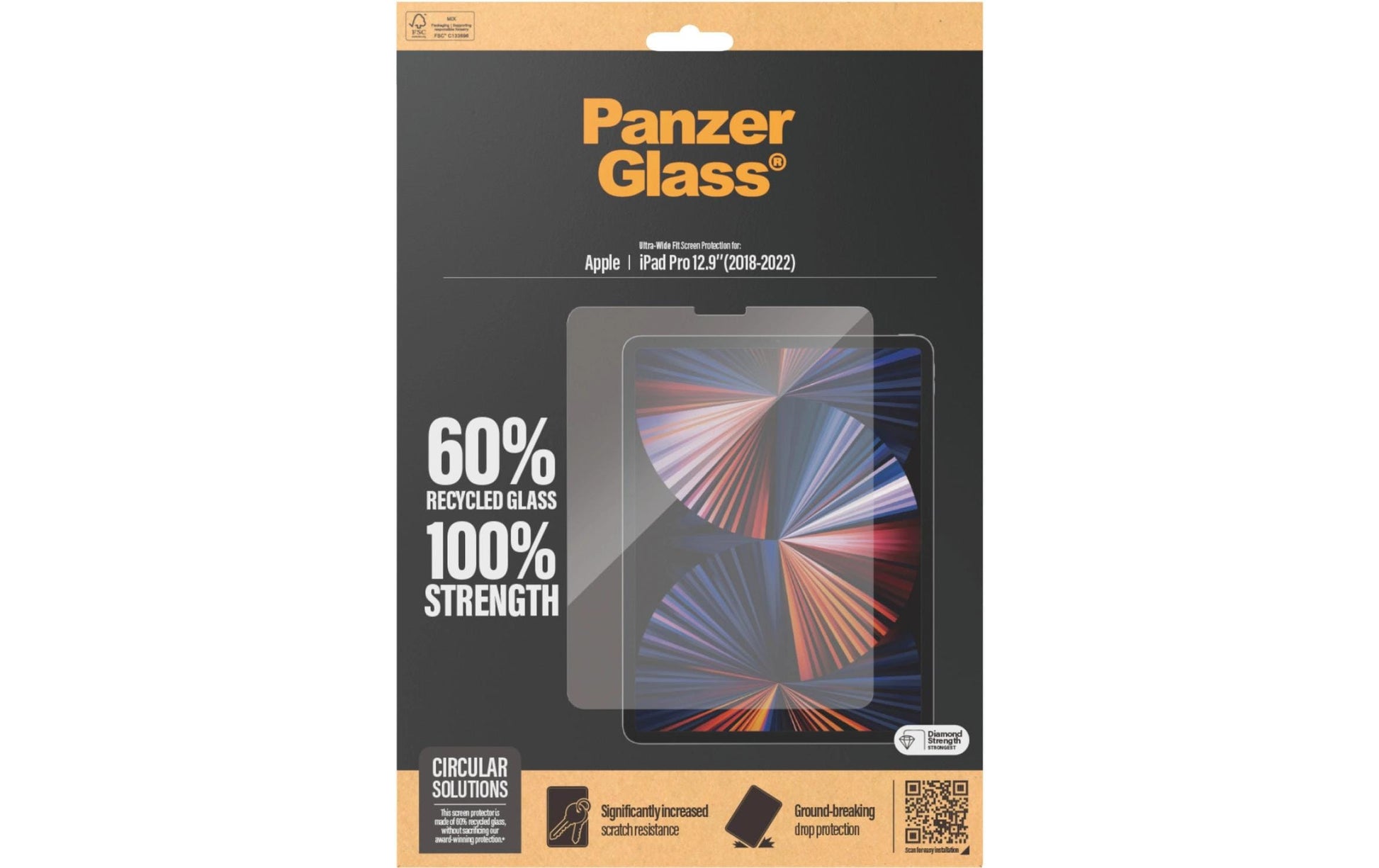 PanzerGlass Displayschutz (Panzerglas), Ultra‑Wide Fit – für iPad Pro 12.9 (2018/2020/2021) und andere