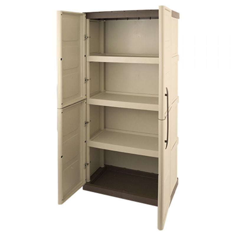 Art Plast S71/TPT – Gartenschrank, 3 Tablare, 700 × 390 × 1650 mm, beige, Kunststoff