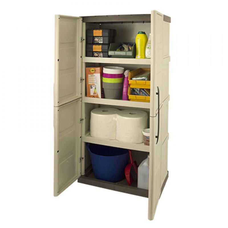 Art Plast S71/TPT – Gartenschrank, 3 Tablare, 700 × 390 × 1650 mm, beige, Kunststoff