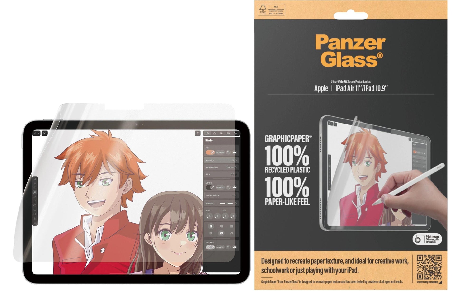 PanzerGlass GraphicPaper UWF Displayschutzfolie – für iPad Air 11" (M2/2024), fettabweisend