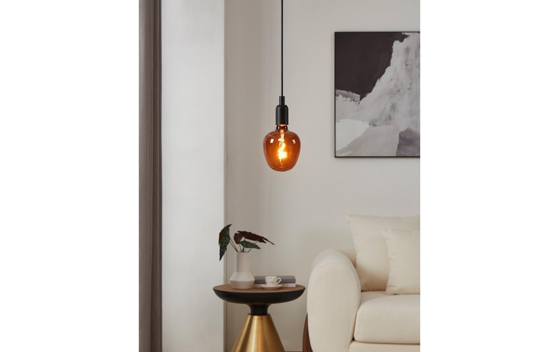 EGLO LED-Leuchtmittel Globe G125 E27 – 4 W dimmbar, 40 lm, 2000 K warmweiss, 120°, Glas Cognac