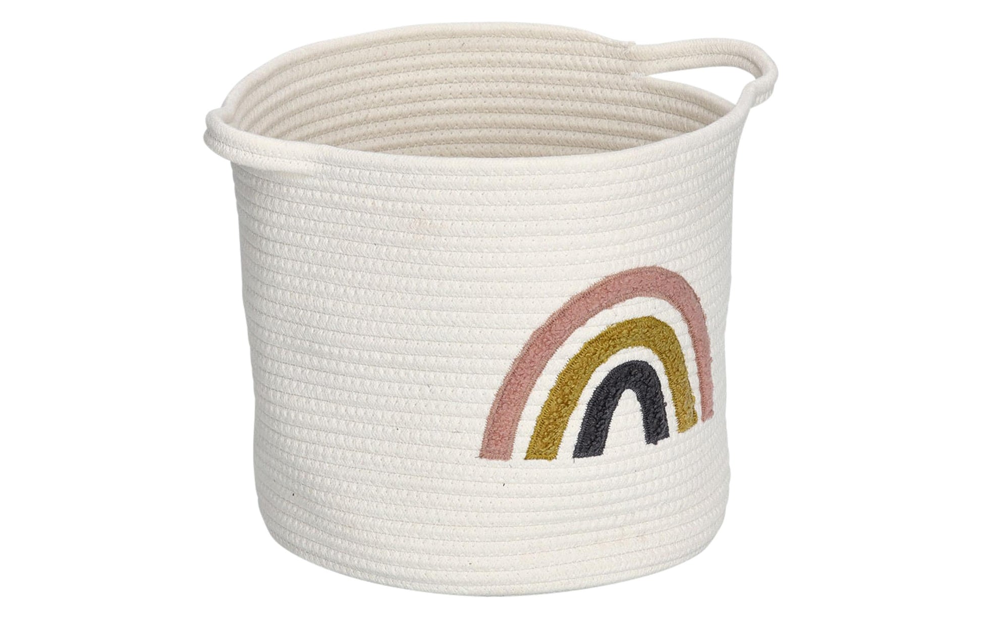 Zeller Present Aufbewahrungskorb (mit Griff) – Baumwolle/Polyester – Weiss – Ø 320 × H 280 mm