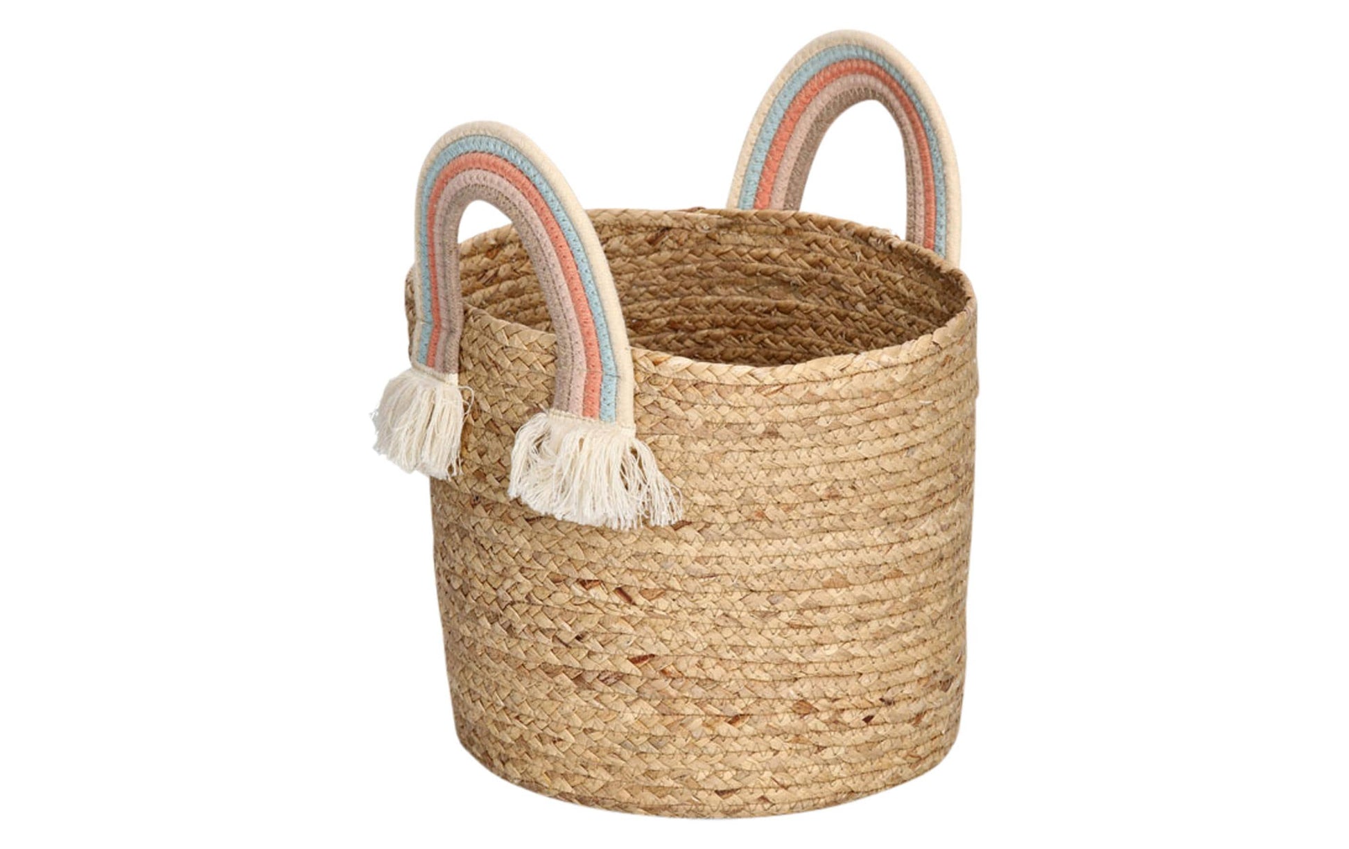 Zeller Present Aufbewahrungskorb – Seegras, Baumwolle – Natur – mit Griff – Ø 300 × H 300 mm