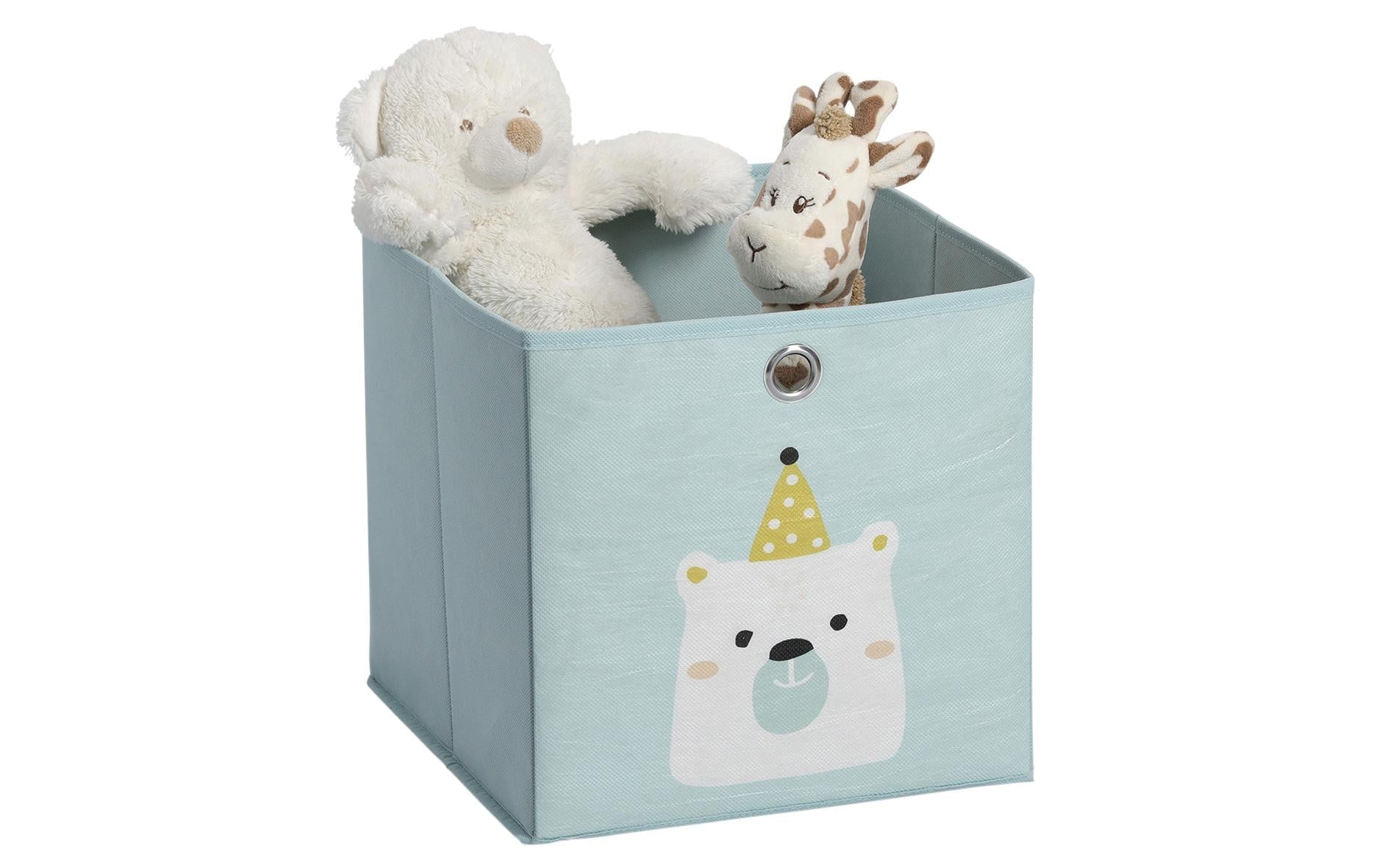 Zeller Present Aufbewahrungsbox – Vlies/Metall – Blau – mit Griff – 280 × 280 × 280 mm