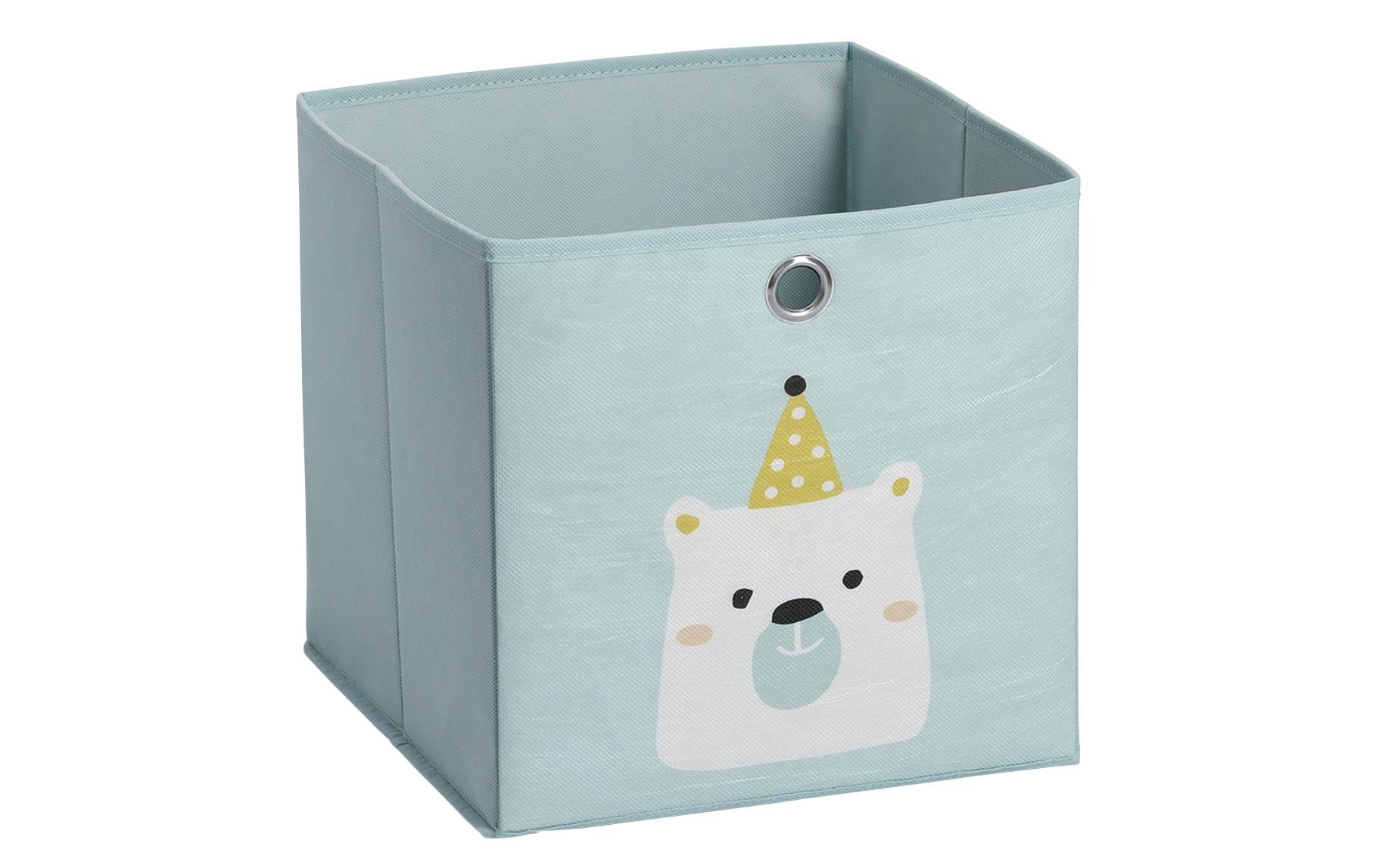 Zeller Present Aufbewahrungsbox – Vlies/Metall – Blau – mit Griff – 280 × 280 × 280 mm
