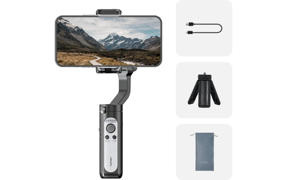 Hohem iSteady XE Smartphone-Gimbal – 3-Achsen, 2000 mAh/8 h – für Smartphones (5,5–9 cm) – Schwarz