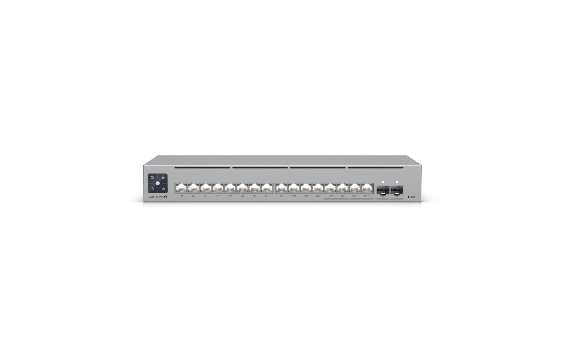 Ubiquiti Pro Max 16 PoE – Managed Switch – 12×GbE, 4×2.5G, 2×SFP+, L3, PoE++ 180 W, 19" Rack