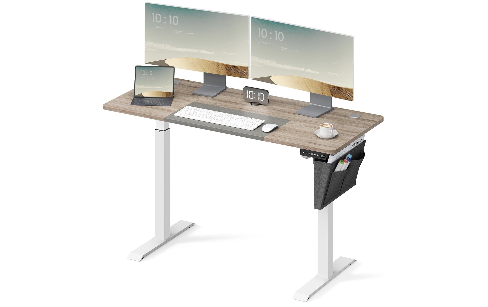 Songmics Schreibtisch – 140 × 60 cm, braun/grau, Stahl