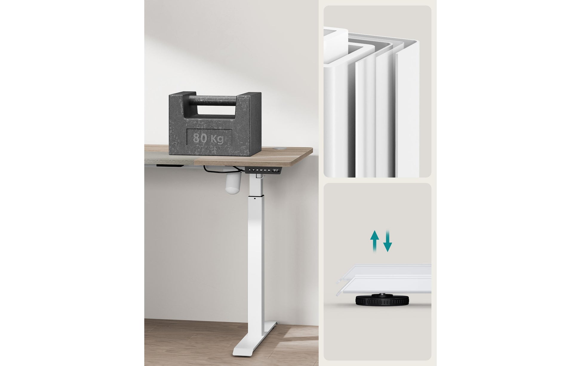 Songmics Schreibtisch – 140 × 60 cm, braun/grau, Stahl