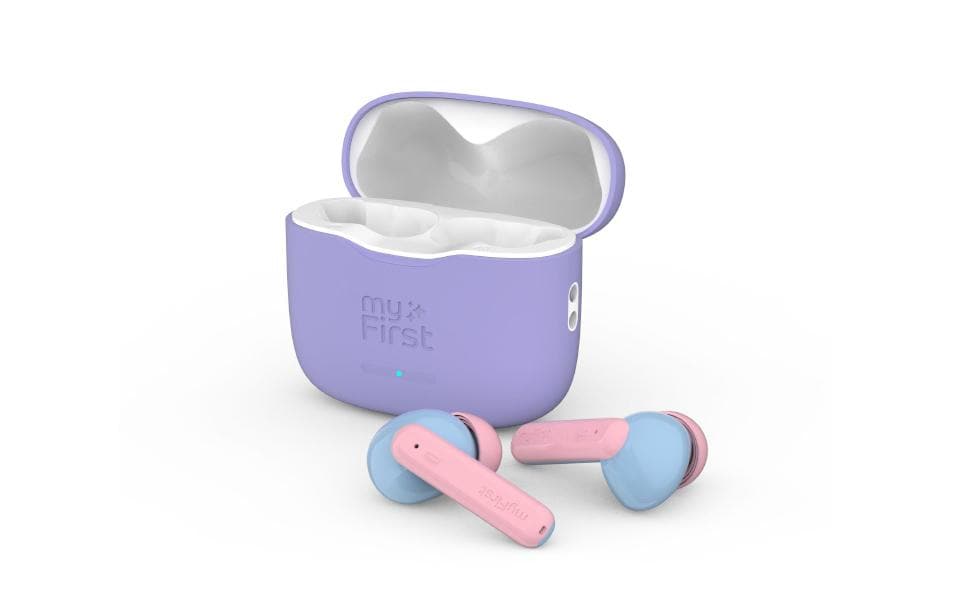 myFirst CareBuds Kinderkopfhörer – In-Ear, USB-C, IPX4, Blau/Pink/Violett/Weiss