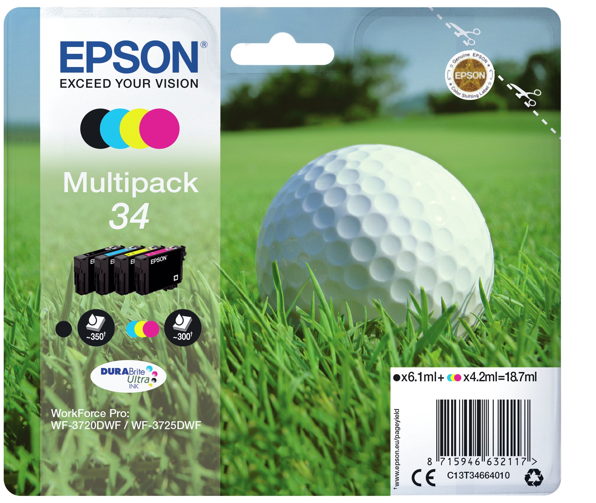 Epson Tintenpatronen-Multipack 34, CMYK, 4er-Pack – für Inkjetdrucker/Multifunktionsgeräte