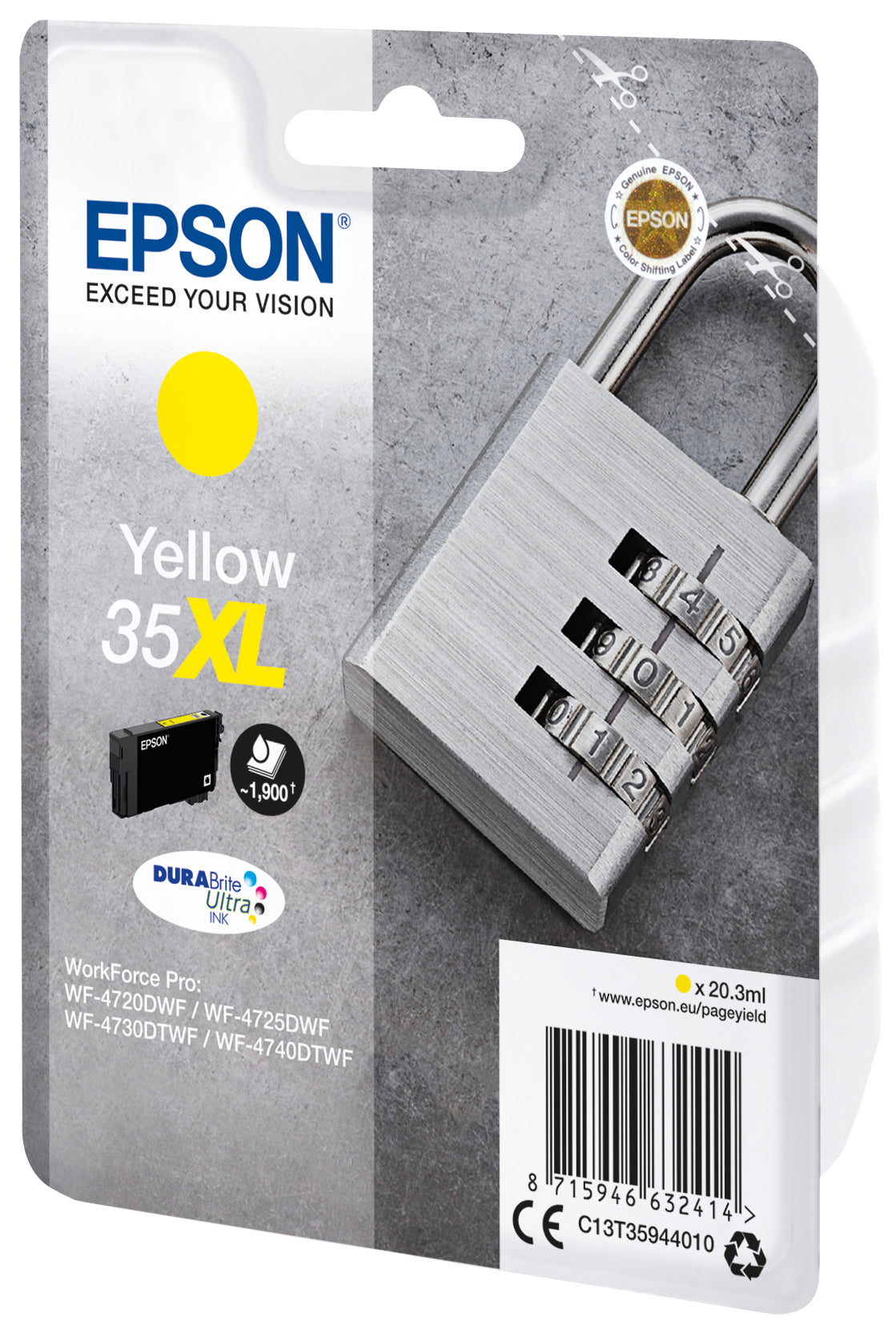 Epson 35XL Gelbe Tintenpatrone (Original) – 1'900 Seiten – für WorkForce Pro …