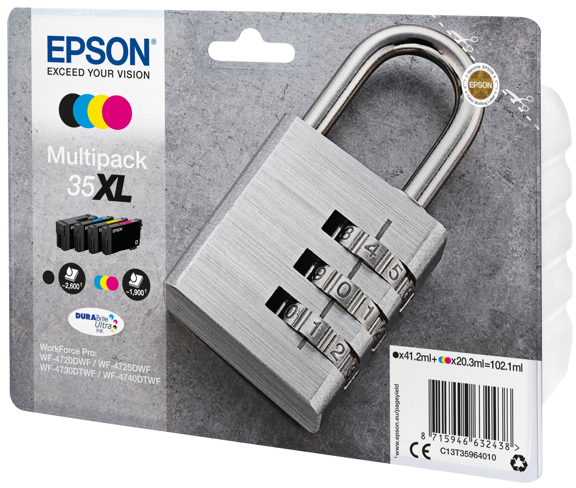 Epson Tintenpatronen-Multipack T359640, CMYK, XL, Original – für WorkForce WF-4720, WF-4725DWF