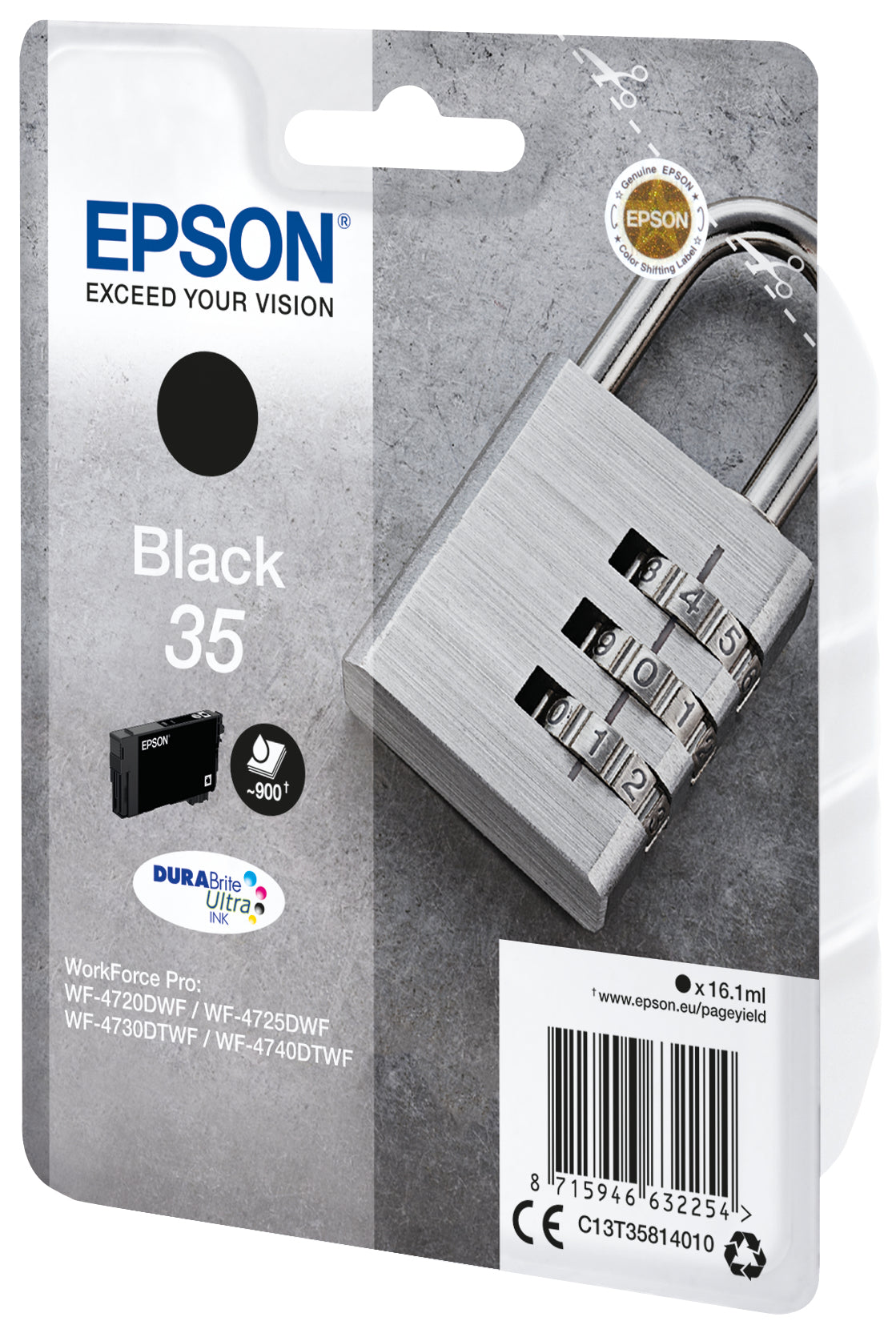 Epson T358140 Schwarz Tintenpatrone (Original) – 900 Seiten – für Epson WorkForce Pro WF-4740/4730/4725 …