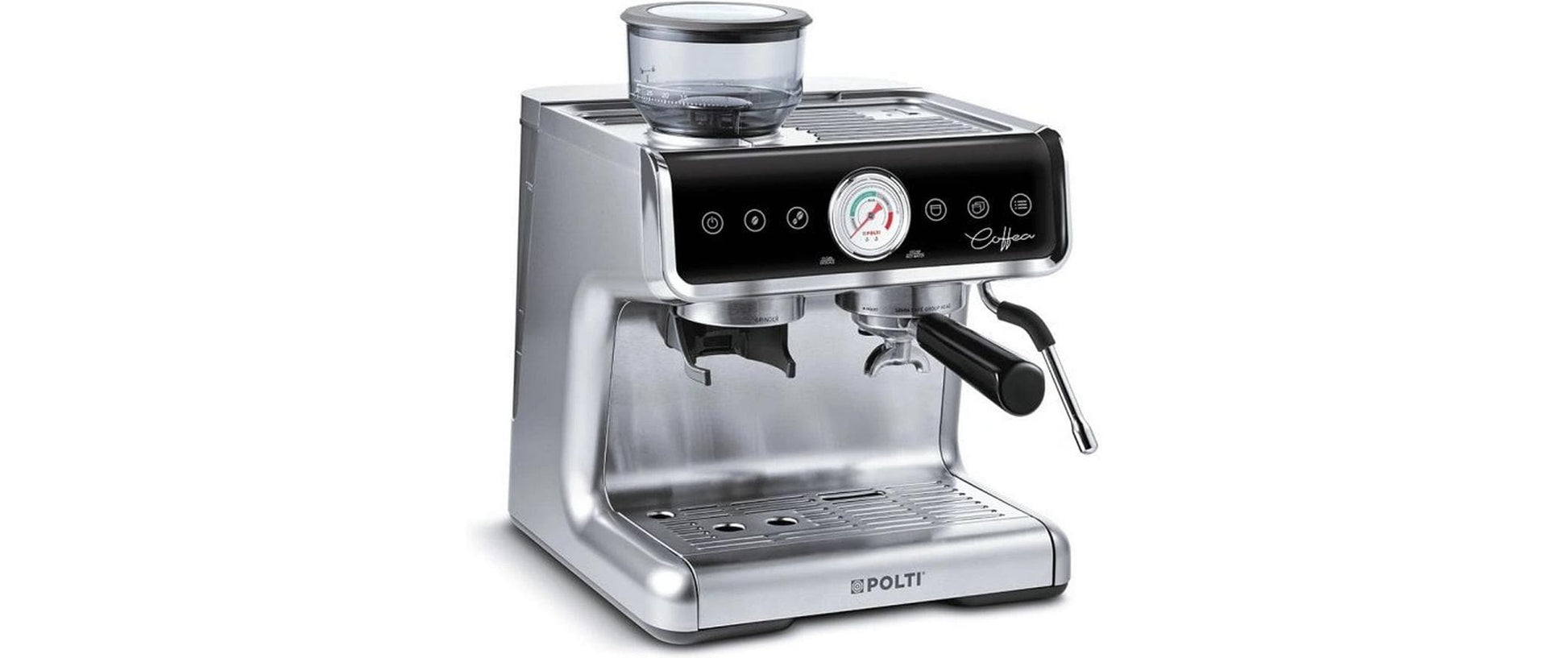 Polti COFFEA G50S Espressomaschine (Siebträger) – 15 bar, 2,8 l, Milchschaumdüse, Silber/Schwarz