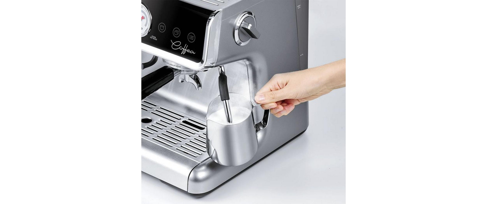 Polti COFFEA G50S Espressomaschine (Siebträger) – 15 bar, 2,8 l, Milchschaumdüse, Silber/Schwarz