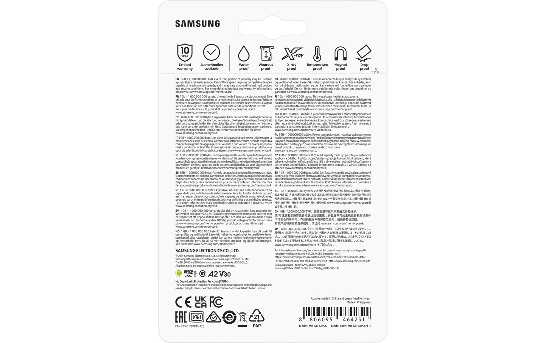 Samsung EVO Plus microSDXC 128 GB – UHS-I, U3, V30, A2, 160/130 MB/s, inkl. SD-Adapter