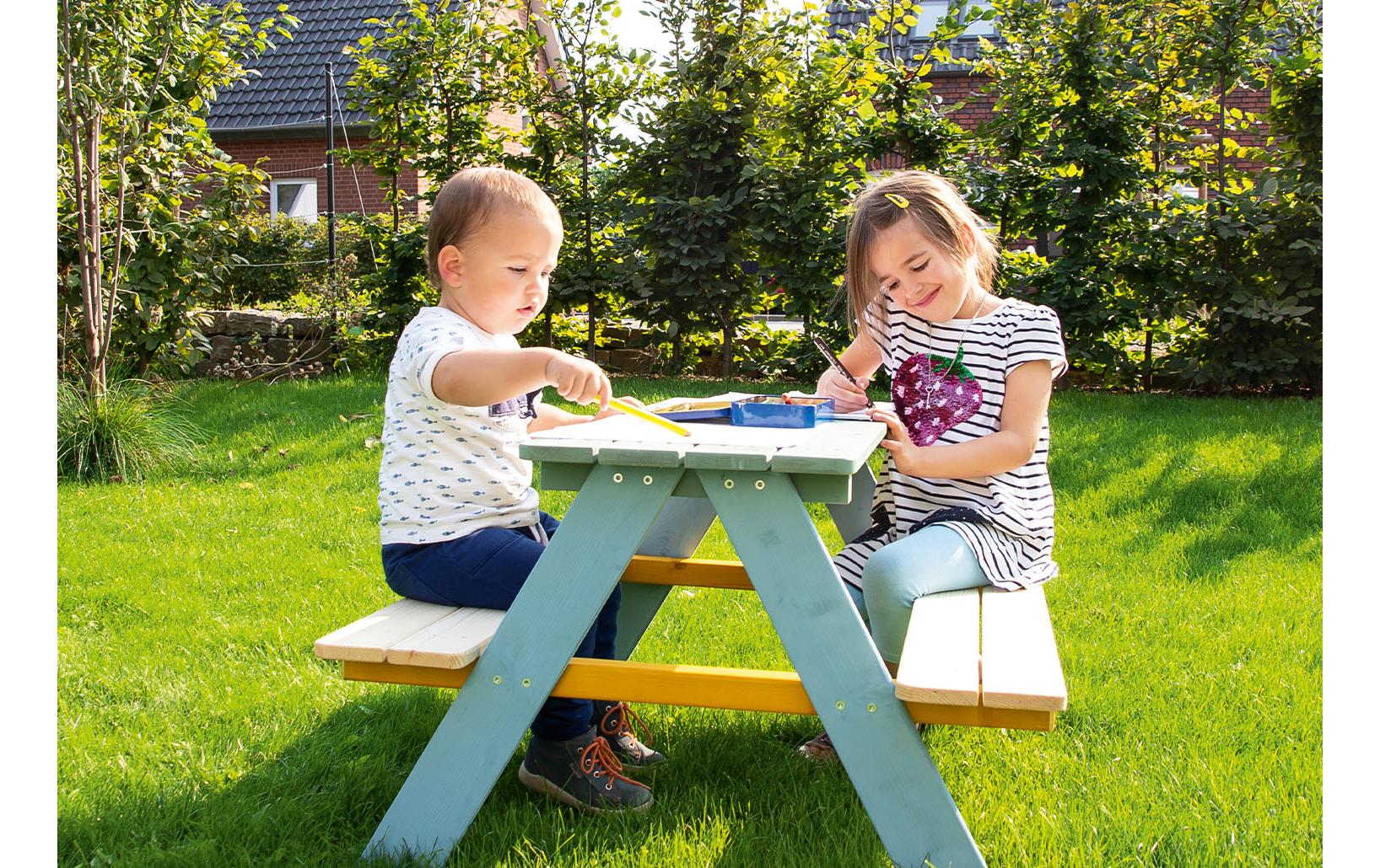 Pinolino Kinderträume 2-teiliges Bistro-Set mit 2 Stühlen – blau – Holz