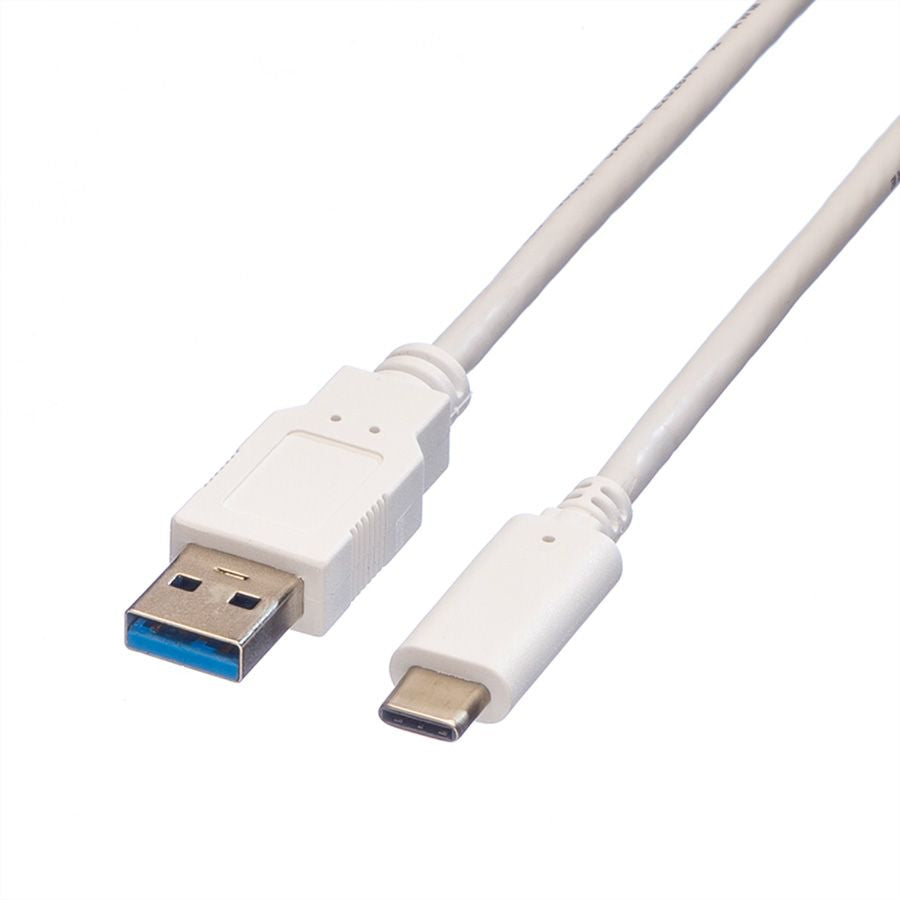 VALUE USB-A auf USB-C Kabel – USB 3.2 Gen 1 (5 Gbit/s) – 0,5 m – geschirmt – Weiss