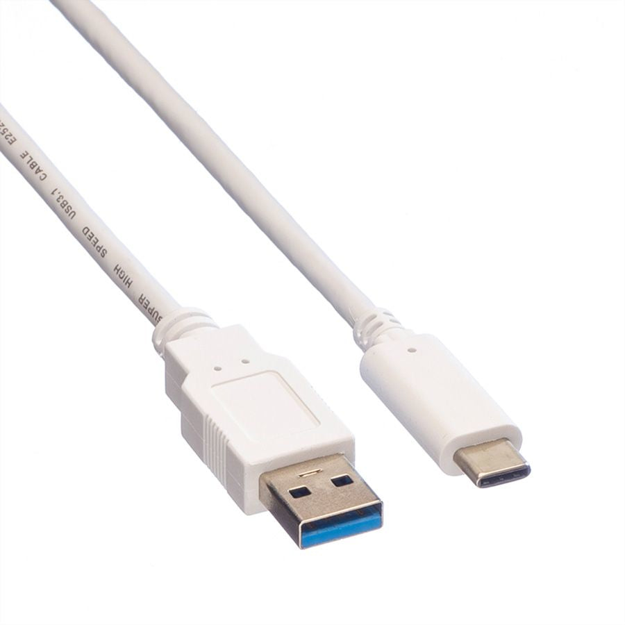 VALUE USB-A auf USB-C Kabel – USB 3.2 Gen 1 (5 Gbit/s) – 0,5 m – geschirmt – Weiss