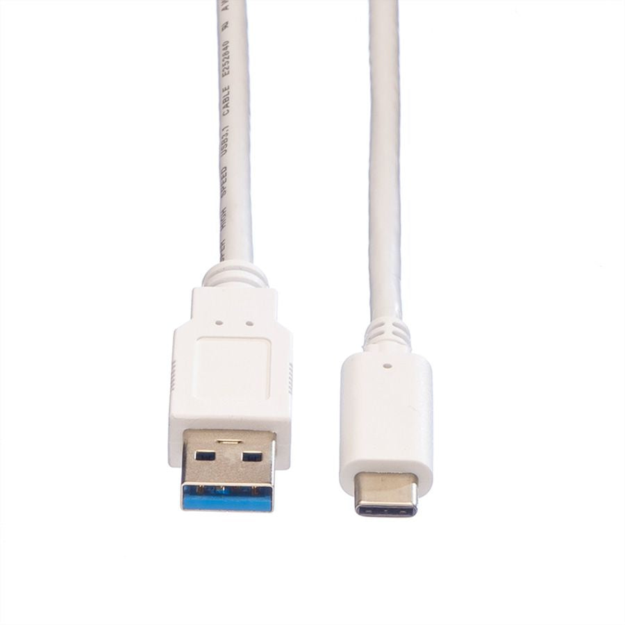 VALUE USB-A auf USB-C Kabel – USB 3.2 Gen 1 (5 Gbit/s) – 0,5 m – geschirmt – Weiss