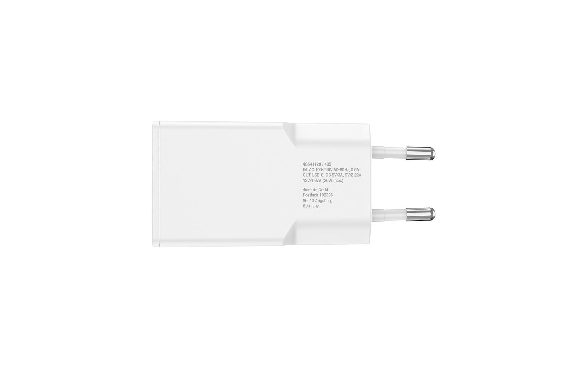 4smarts PDPlug Slim USB-Ladegerät 20 W – USB-C×1 – PD, QC 3.0, GaN – Weiss