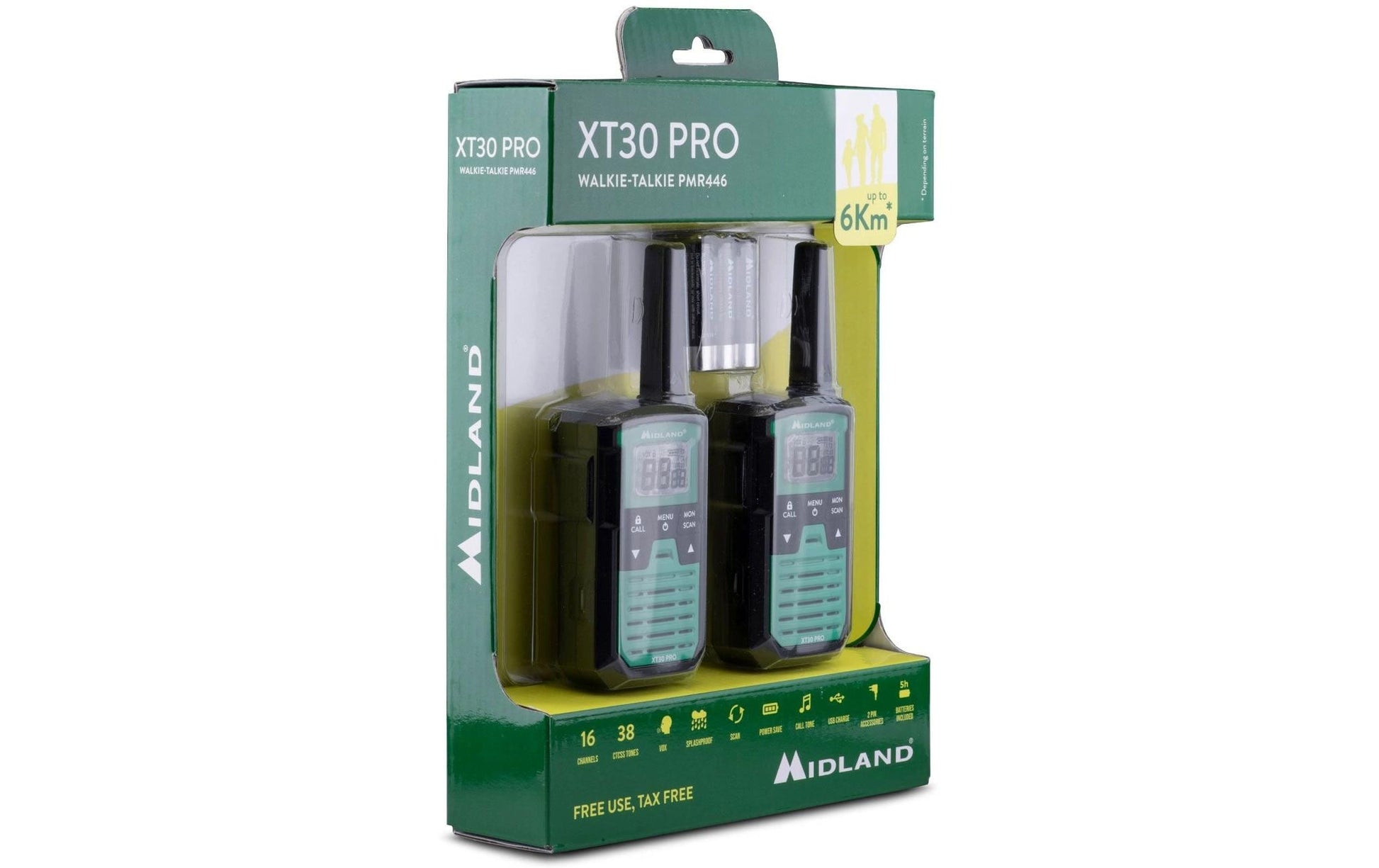 Midland XT30 Pro – Handfunkgerät, spritzwassergeschützt, 6 km Reichweite, 16 Kanäle