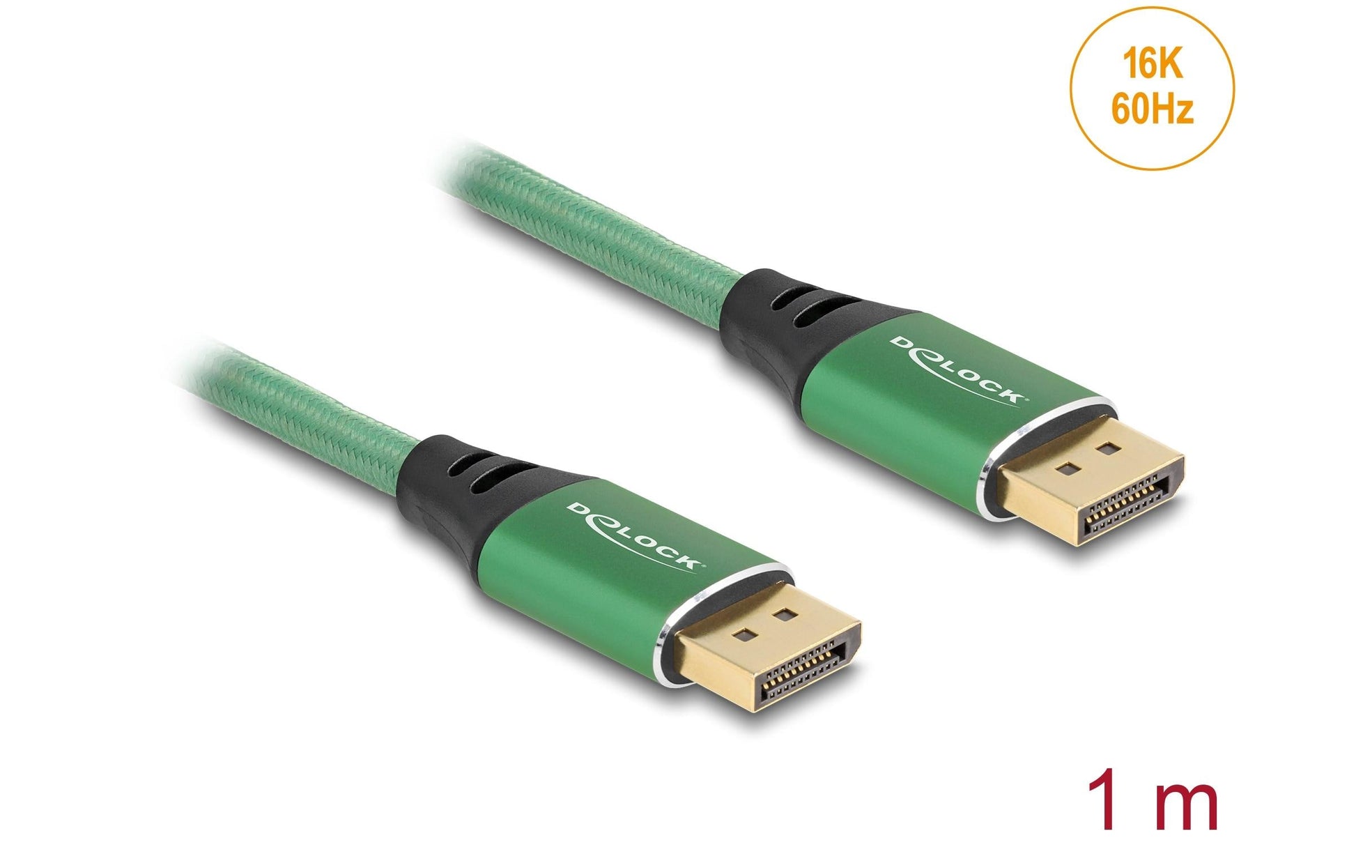 DeLOCK DisplayPort Kabel DP 2.1 16K 60 Hz – 1 m – geflochten – Grün