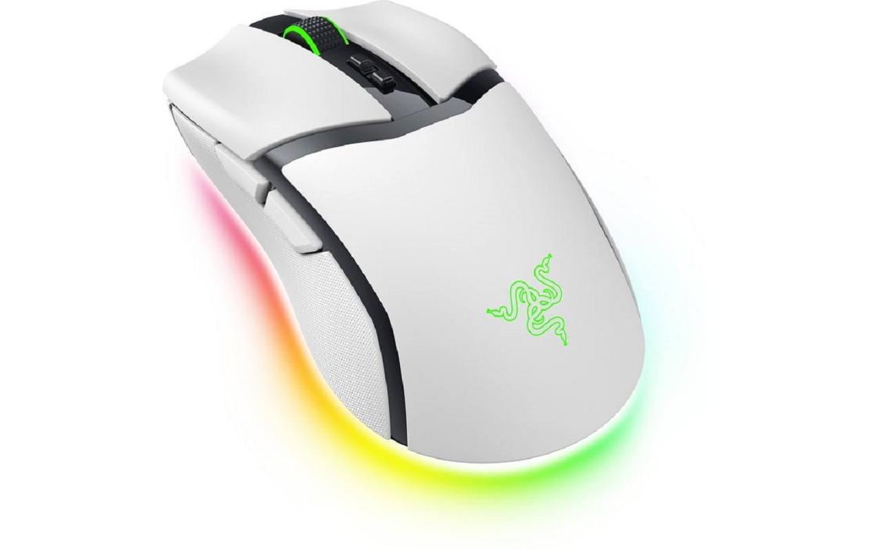 Razer Cobra Pro Gaming-Maus – kabellos, USB-C, 30'000 dpi, 8 Tasten, für Rechtshänder, RGB-Beleuchtung, weiss