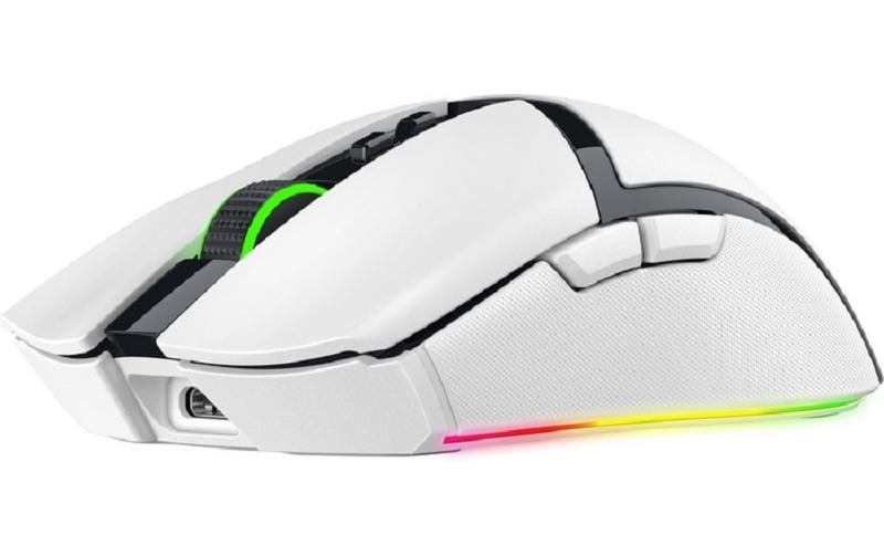 Razer Cobra Pro Gaming-Maus – kabellos, USB-C, 30'000 dpi, 8 Tasten, für Rechtshänder, RGB-Beleuchtung, weiss