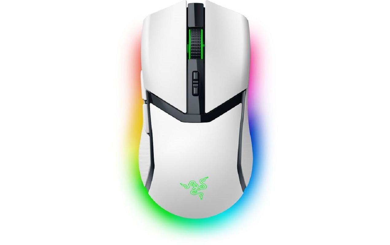 Razer Cobra Pro Gaming-Maus – kabellos, USB-C, 30'000 dpi, 8 Tasten, für Rechtshänder, RGB-Beleuchtung, weiss