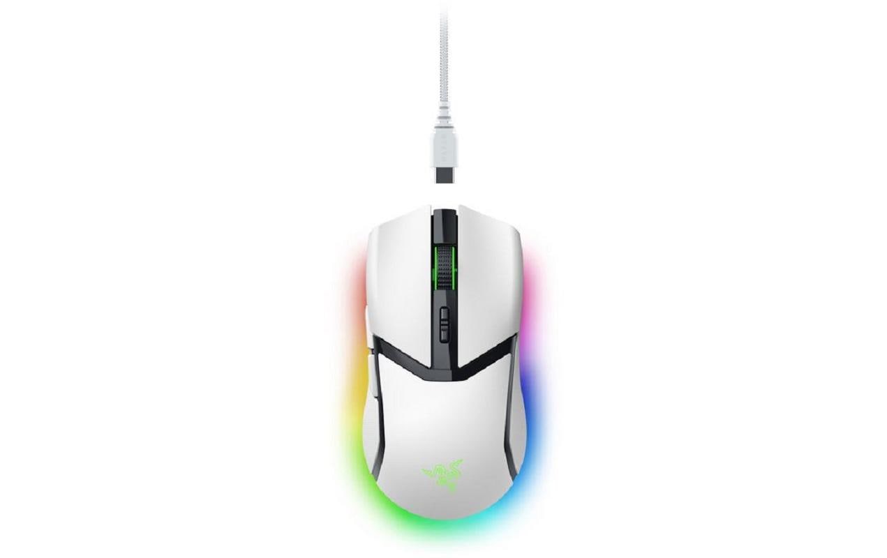 Razer Cobra Pro Gaming-Maus – kabellos, USB-C, 30'000 dpi, 8 Tasten, für Rechtshänder, RGB-Beleuchtung, weiss