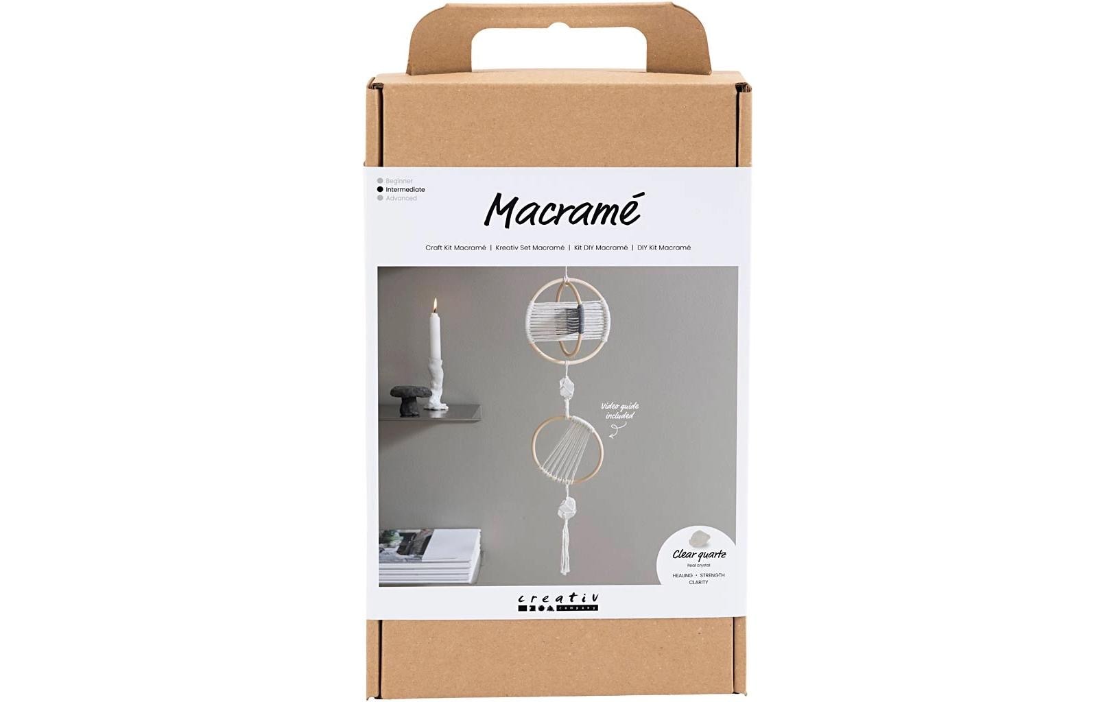 Creativ Company Makramee-Set – Mobile – mit Kordel, Bambusringen und Bergkristallen, inkl. Anleitung