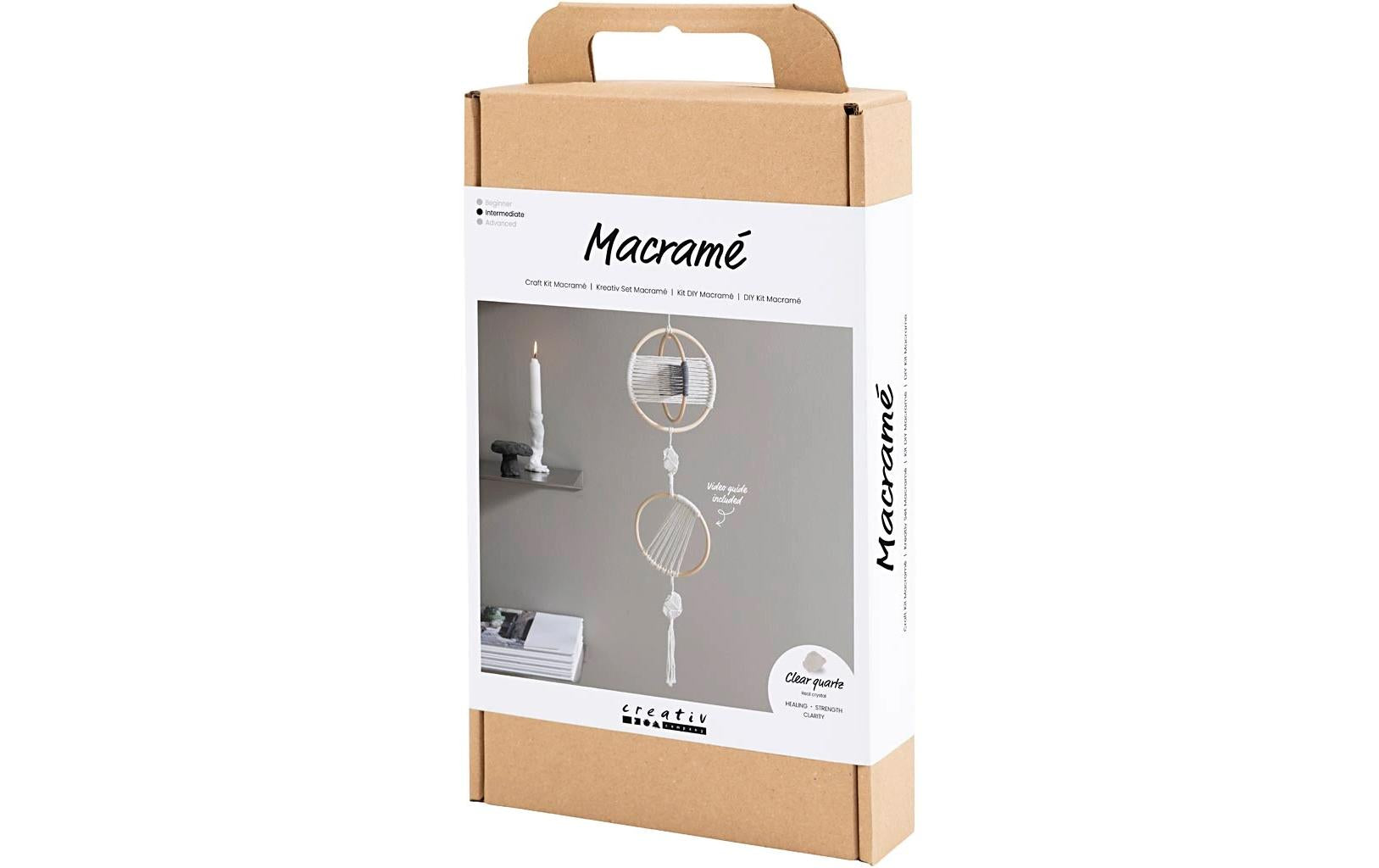 Creativ Company Makramee-Set – Mobile – mit Kordel, Bambusringen und Bergkristallen, inkl. Anleitung
