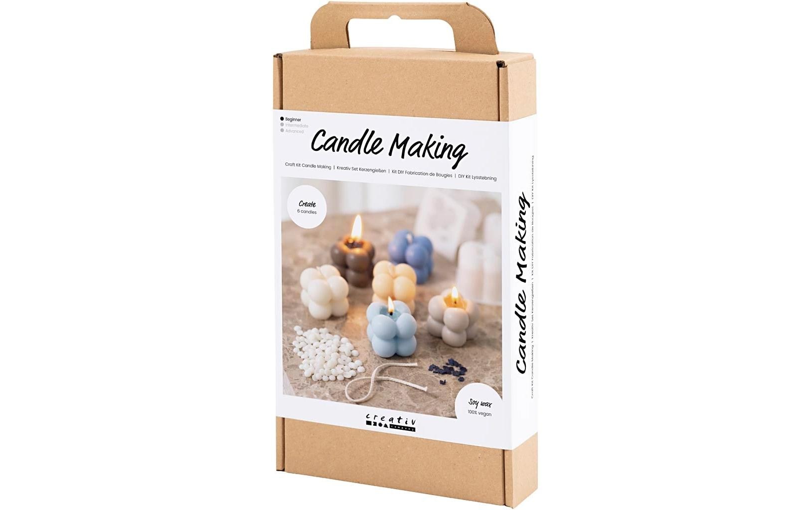 Creativ Company Bastelset Kerzen giessen – inkl. Sojawachs, Silikonform, Docht
