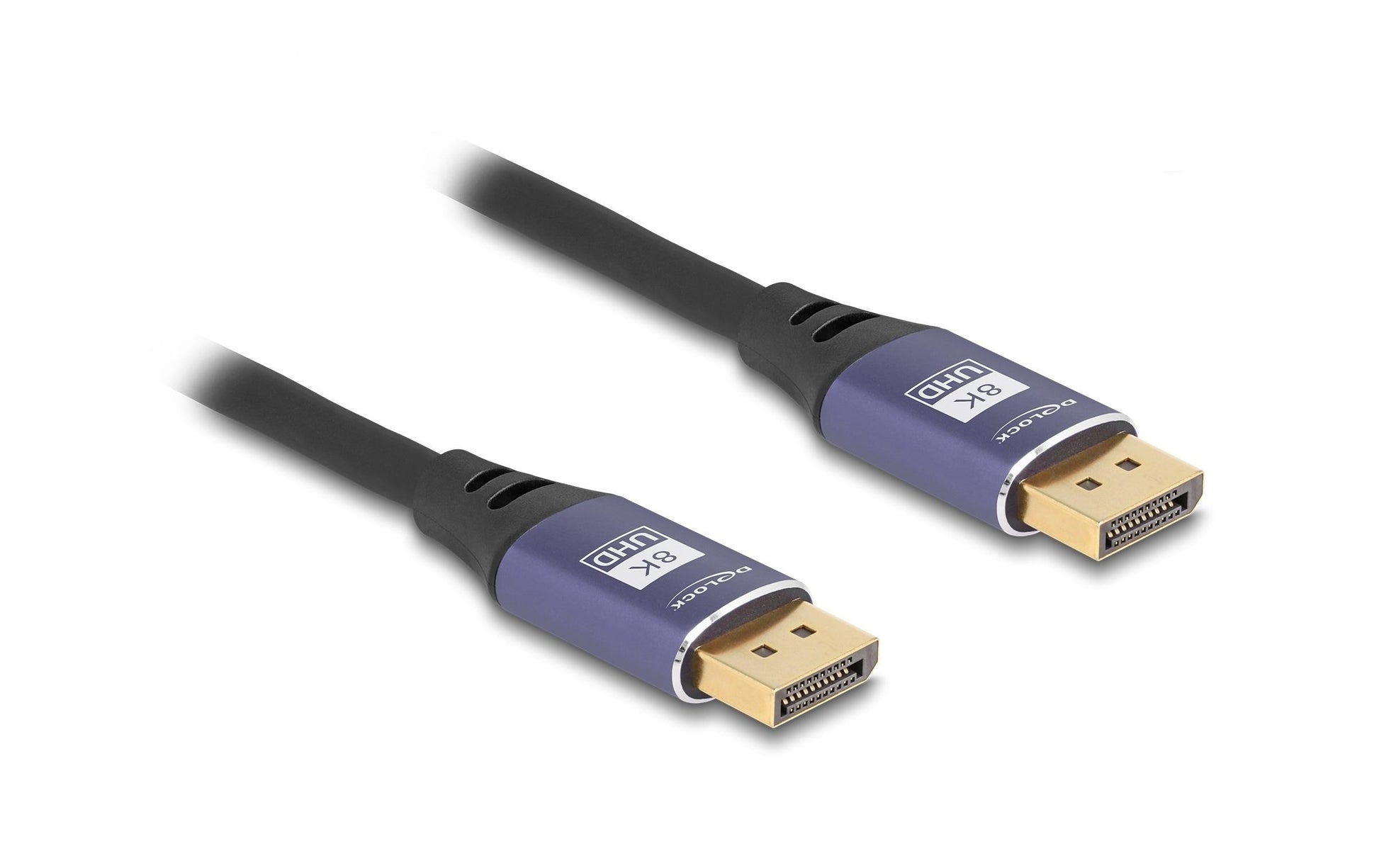 DeLOCK DisplayPort Kabel DP 1.4 8K 60 Hz – 5 m – Schwarz/Flieder
