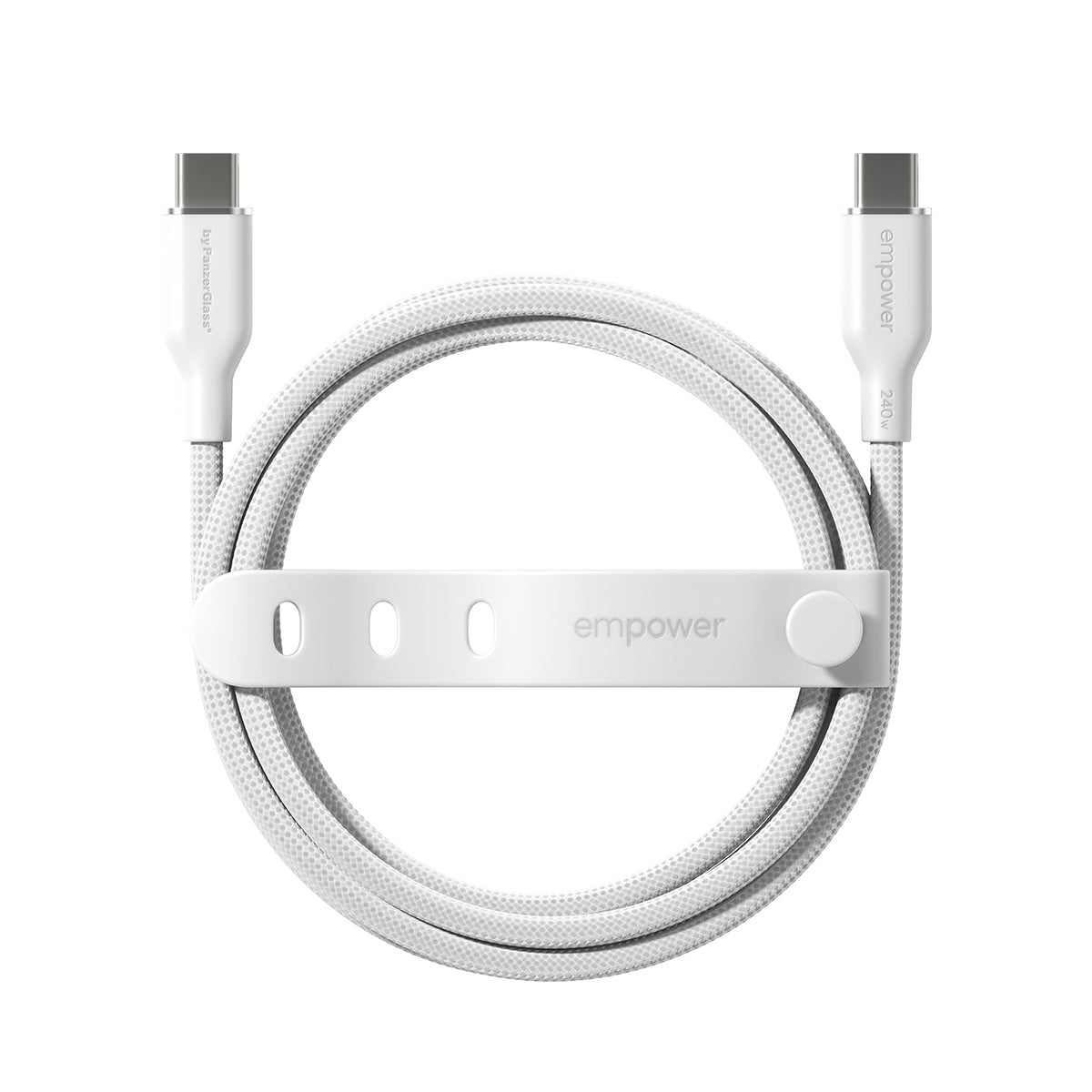 PanzerGlass USB-C auf USB-C Kabel – USB 2.0 (480 Mbit/s) – 2 m – PD 240 W – Silber/Weiss