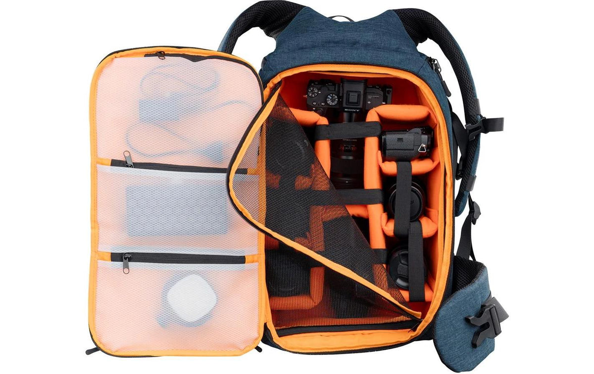 Dörr Prag Pro Fotorucksack – Polyester, 20 l, 3 Objektive, Innenmaße 150 × 290 × 460 mm – für DSLR – Blau