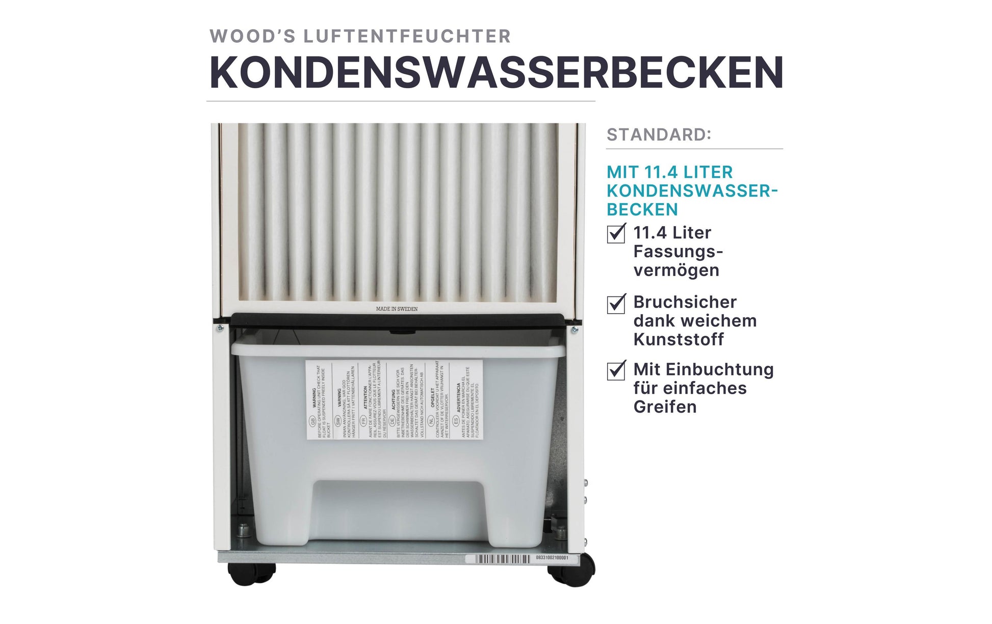 Wood's Luftentfeuchter LD40 – 19 L/24 h, bis 100 m², Tank 11,4 l, Hygrostat