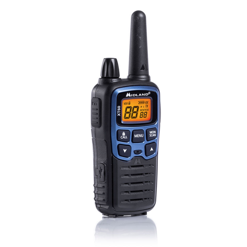 Midland XT60 – Funkgerät (2er-Set), 93 Kanäle, 446,00625–446,0937 MHz, Reichweite bis 10 km, Schwarz