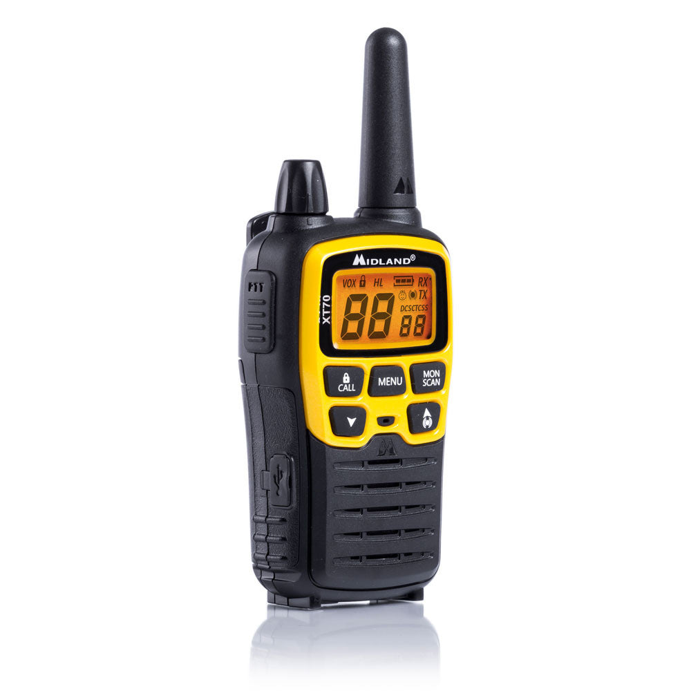 Midland XT70 Adventure – Funkgerät (2er-Set), 93 Kanäle, Reichweite bis 12 km, AA-Batterien, IP54