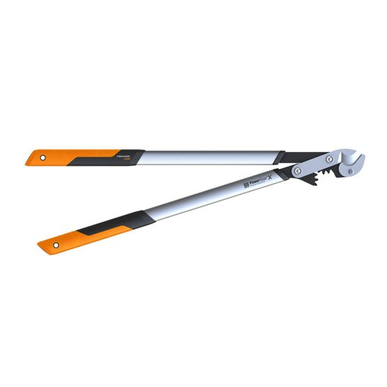 Fiskars PowerGear X – Amboss-Astschere 55 mm, 800 mm, weicher Griff, schwarz, orange