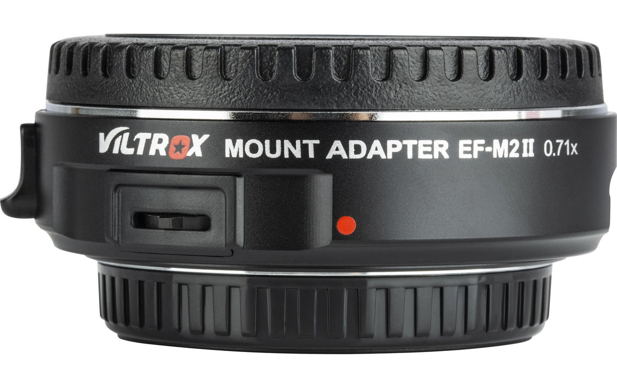 Viltrox EF-M2 II Adapter (Canon EF → M4/3) – 67 mm, 0,71×, 20 mm – für Olympus, Panasonic – Schwarz/Silber