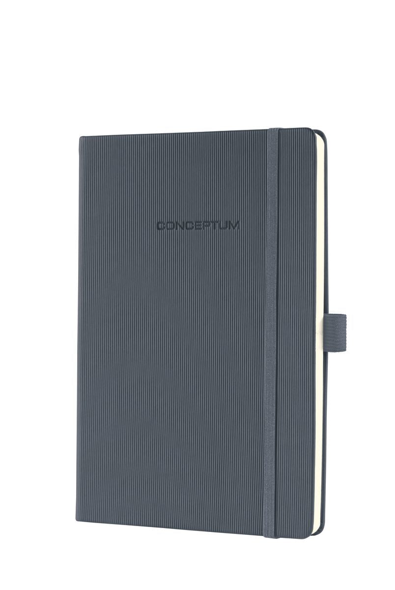 Sigel Notizbuch A5, kariert, Fadenheftung, 194 Seiten, 80 g/m² – dunkelgrau