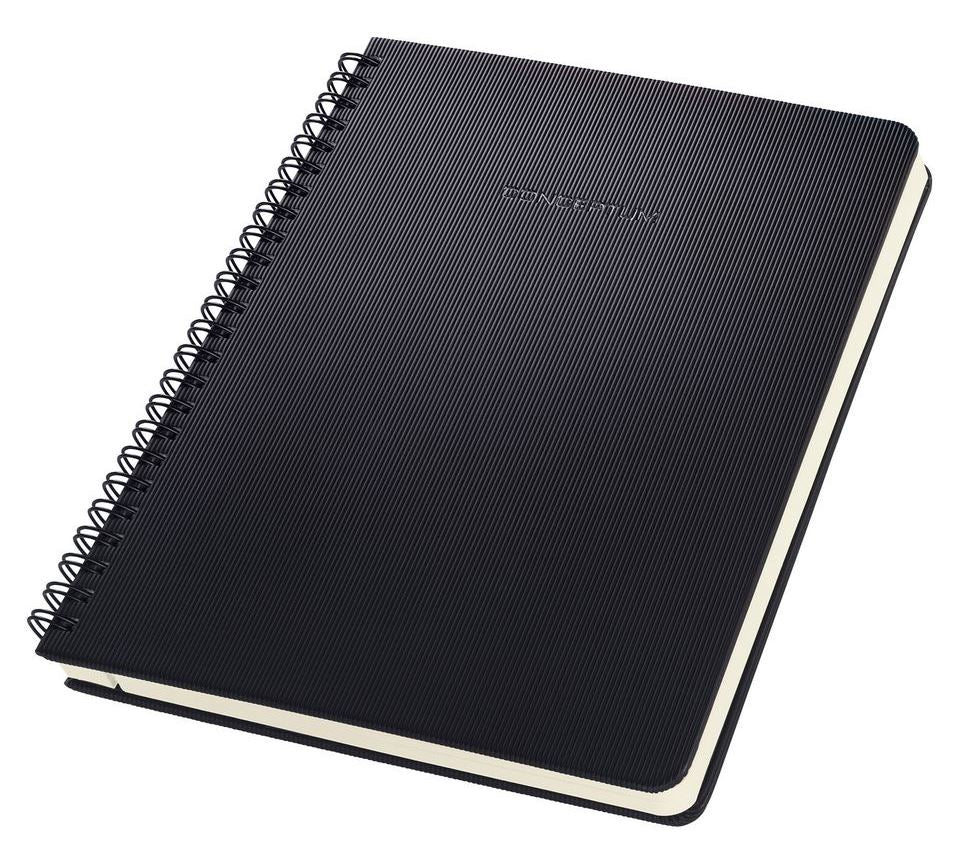 Sigel Spiralblock A5, liniert, Spiralbindung, Hardcover, 80 Blatt, 2-fach gelocht, perforiert – schwarz