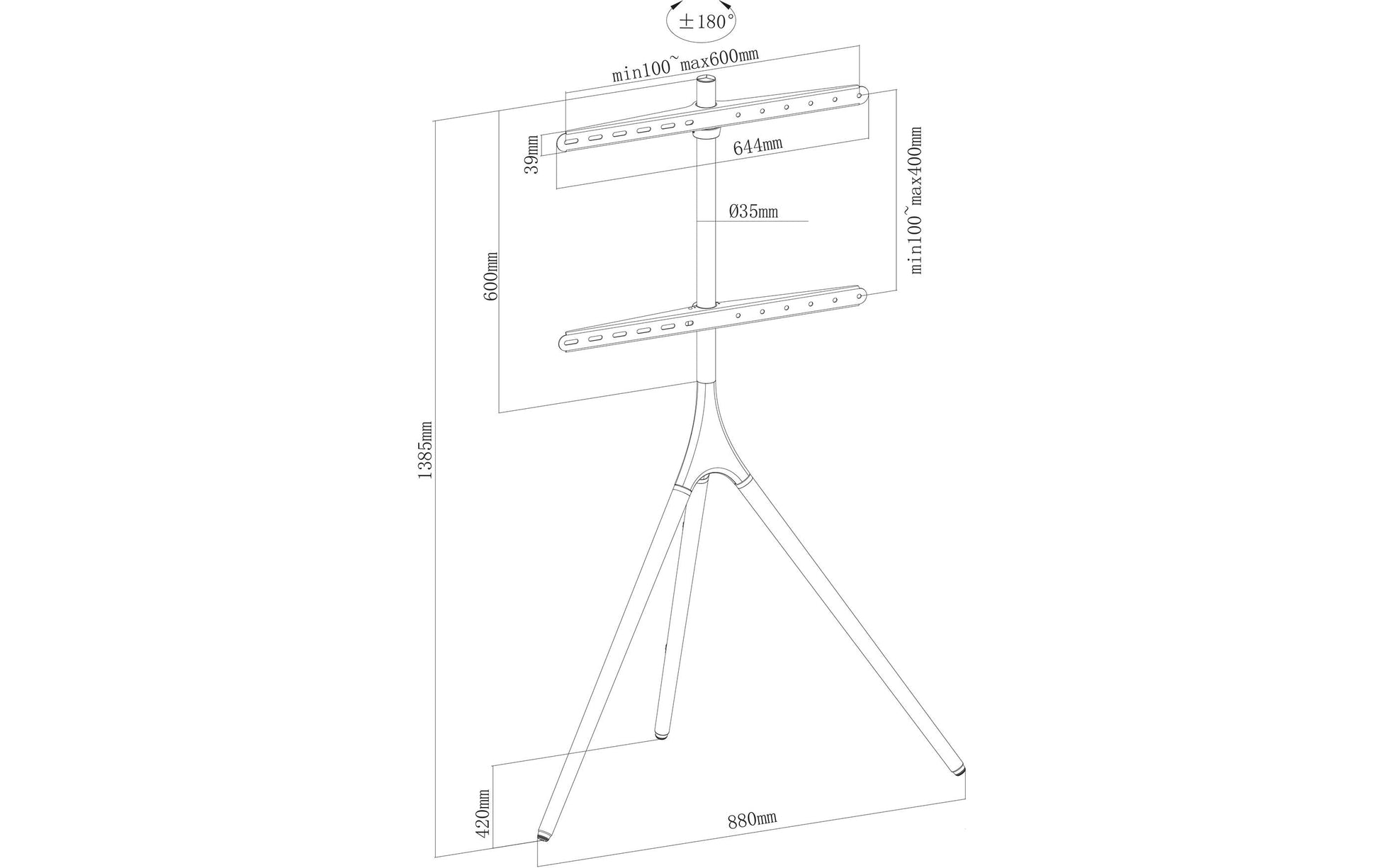 myWall My Wall HT 22 – Displayständer, schwenkbar, höhenverstellbar, für 32–75", VESA 200×200–600×400, bis 32 kg