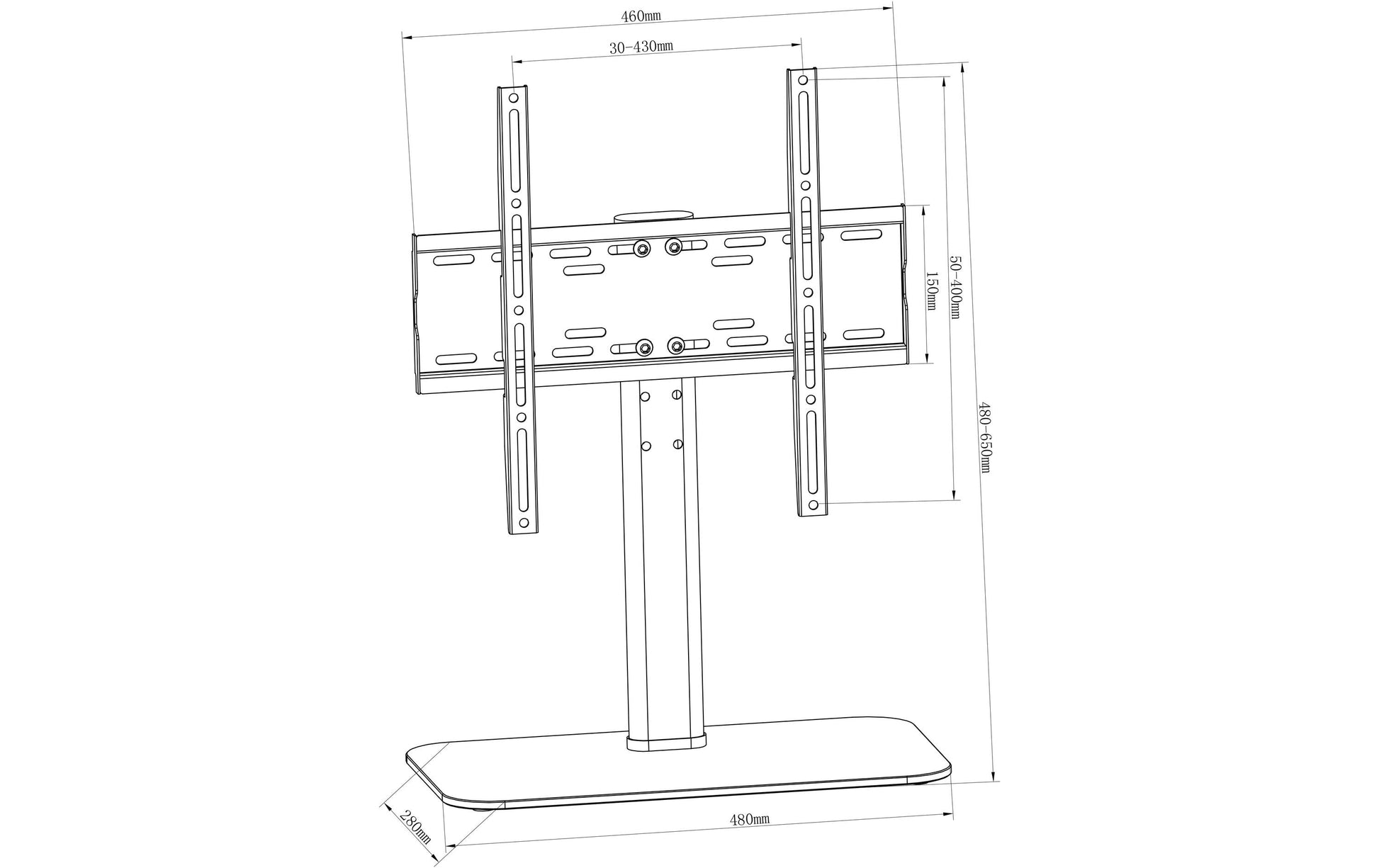 myWall Tischständer – bis 55" – VESA 400×400 – bis 40 kg, Höhenverstellbar – HP 2 B