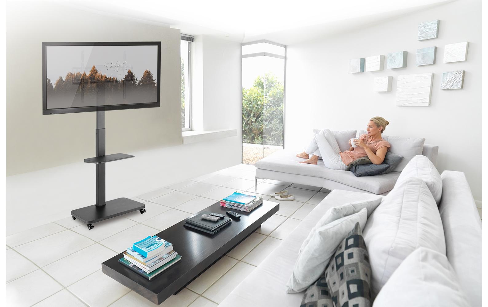 myWall HP 108 – Displayständer, schwenkbar, höhenverstellbar, für 37–75″, VESA 200×200–600×400, bis 40 kg