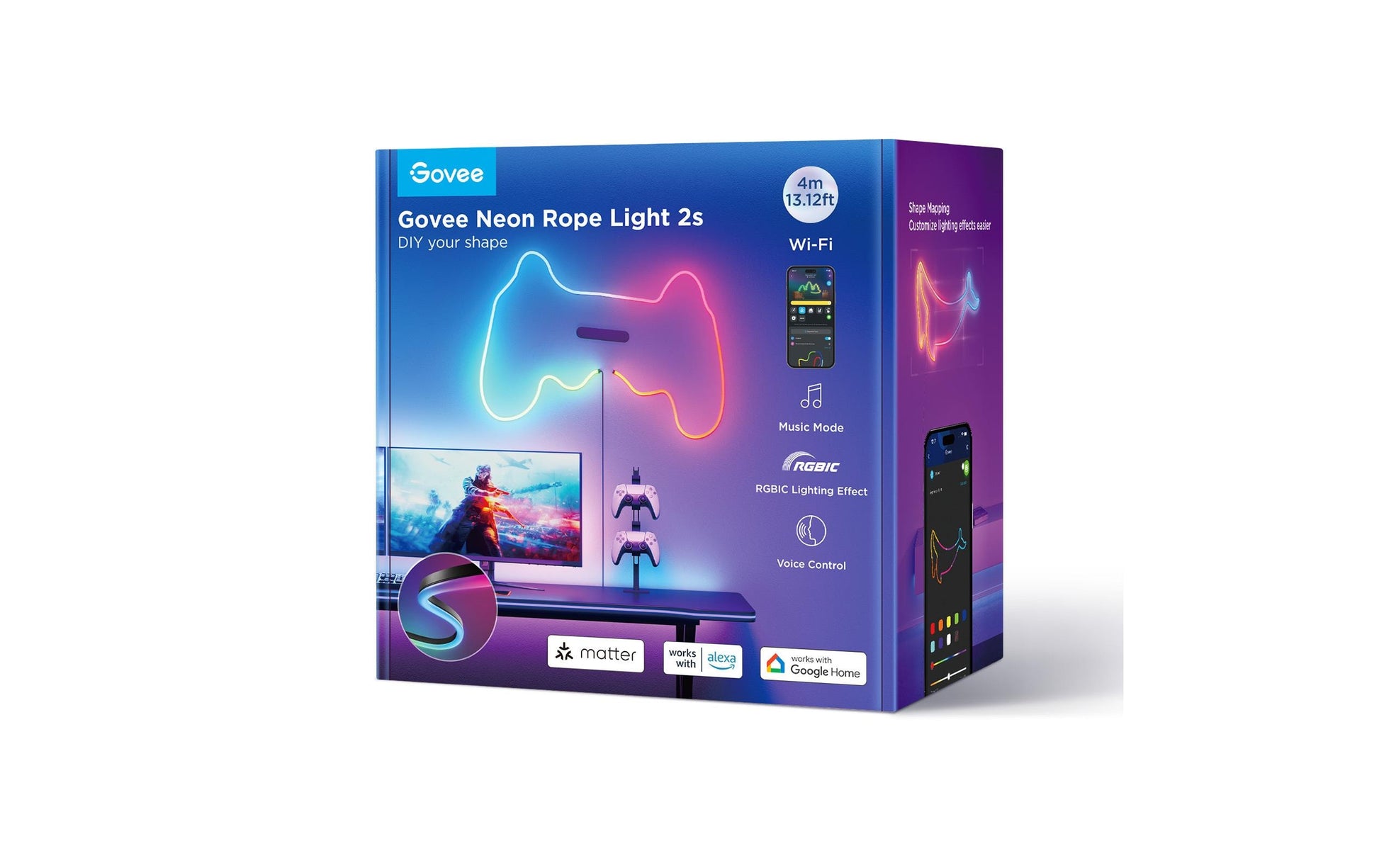 Govee LED-Strip – 4 m, 173 lm, 48 W, RGBIC, BT, für Siri, schwarz